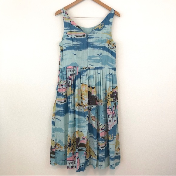 Boden Tall Nancy Dress Riviera Print Blue Beach - Picture 3 of 7